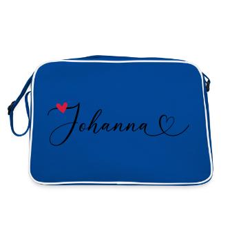 Johanna Nom Prénom Calligraphie coeur - Sac Retro - bleu/blanc - Dos