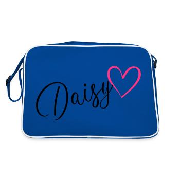 Daisy Name Vorname Herz pink - Retro Tasche - Blau/Weiß - Hinten