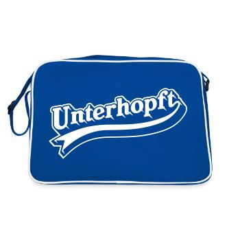 Unterhopft Bier T-Shirt Design - Retro Tasche - Blau/Weiß - Hinten