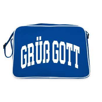 Grüß Gott - Retro Tasche - Blau/Weiß - Hinten