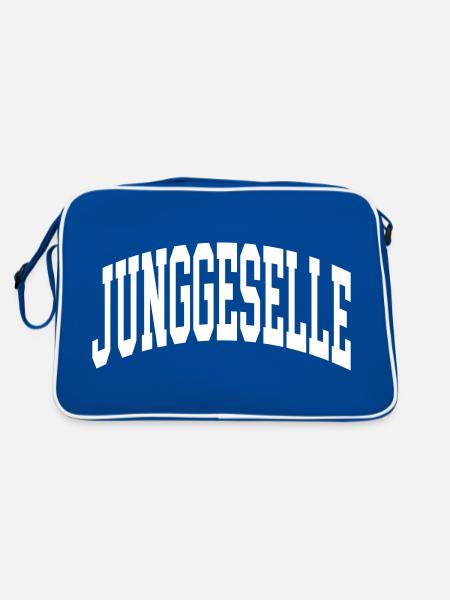Junggeselle - Retro Tasche - Blau/Weiß - Hinten