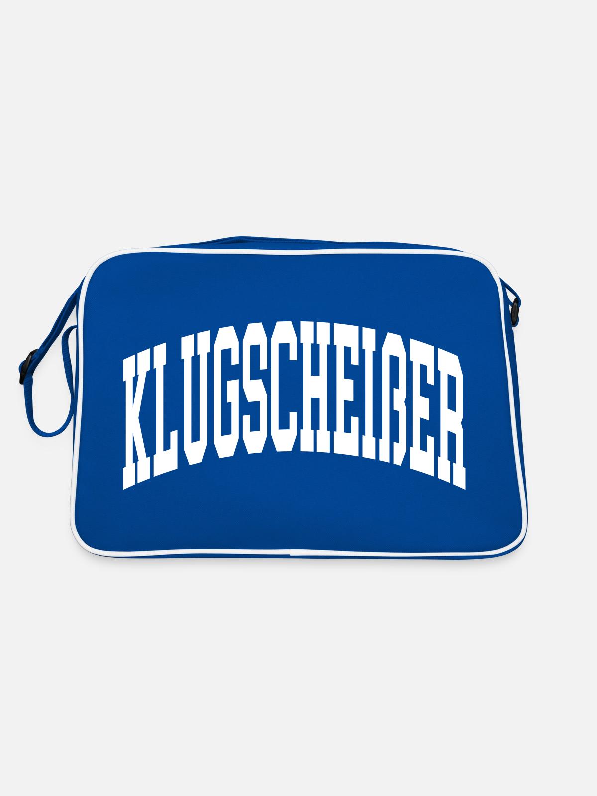 Klugscheißer - Retro Tasche - Blau/Weiß - Hinten