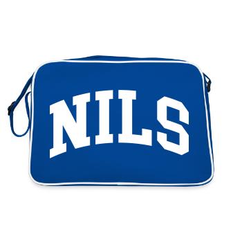 Nils - Retro Tasche - Blau/Weiß - Hinten