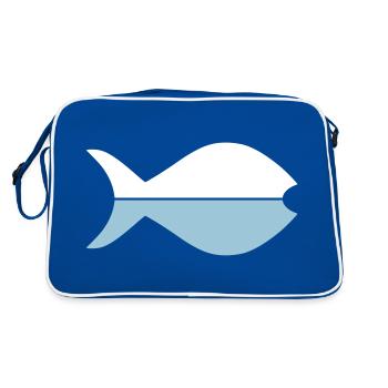 Two halves of fish - Retro Bag - blue/white - Back