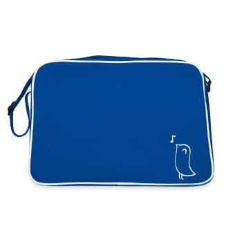 Oiseau chanteur – Dessin au trait minimaliste - Sac Retro - bleu/blanc - Dos