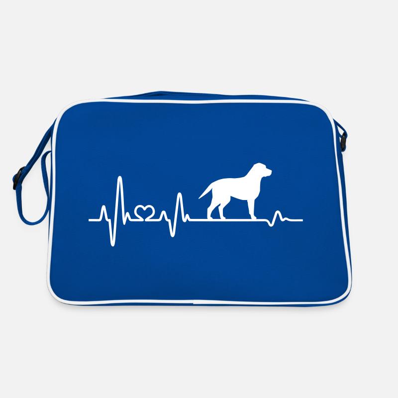 Labrador Herzfrequenz Herzschlag Pulsschlag Liebe - Retro Tasche - Blau/Weiß