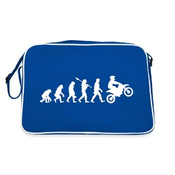 Motocross Motorsport Motorrad Fahrer Evolution Fun - Retro Tasche - Blau/Weiß - Hinten