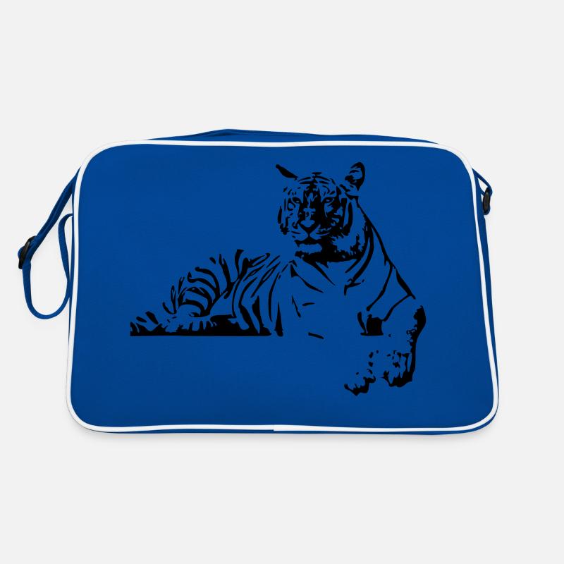 Tiger in Ruhe - Shere Khan - Retro Tasche - Blau/Weiß