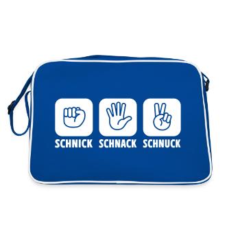 Schere Stein Papier | Farbe änderbar - Retro Tasche - Blau/Weiß - Hinten