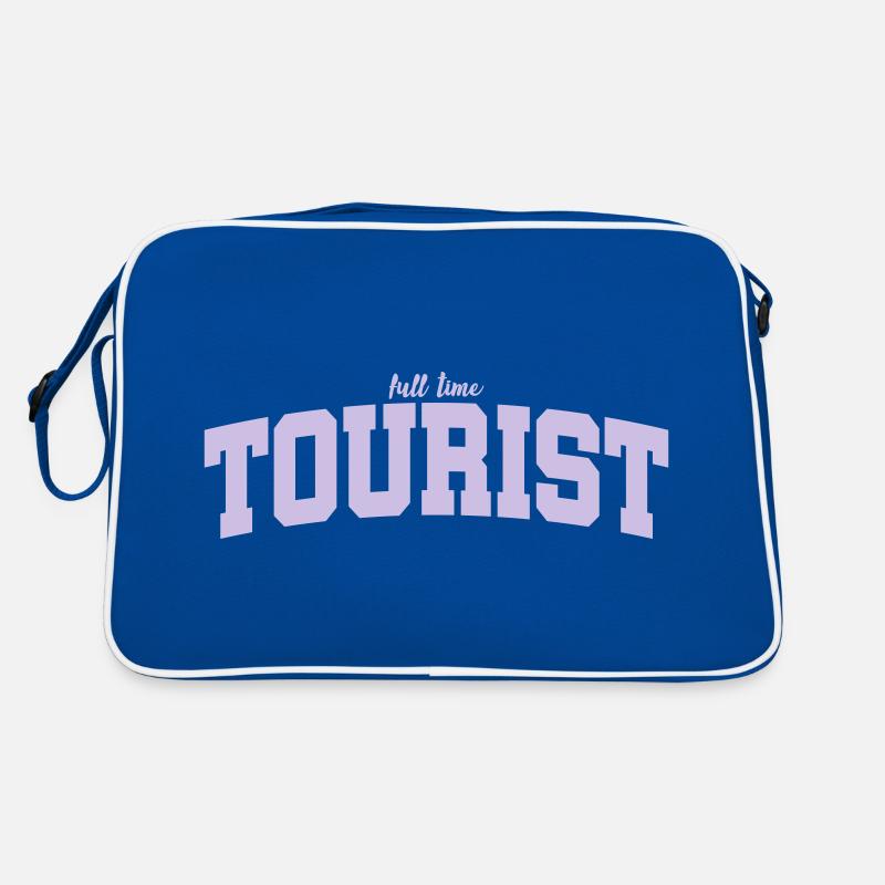 Full Time Tourist | Farbe änderbar - Retro Tasche - Blau/Weiß