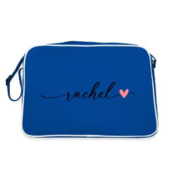 Rachel Name Calligraphy Font - Retro Bag - blue/white - Back