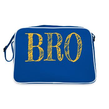 Design Bro - cool und cool - Retro Tasche - Blau/Weiß - Hinten