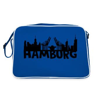 Hamburg Skyline - Retro Tasche - Blau/Weiß - Hinten