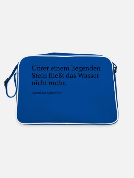 Unter einem liegenden Stein fließt das Wasser nic - Retro Tasche - Blau/Weiß - Hinten