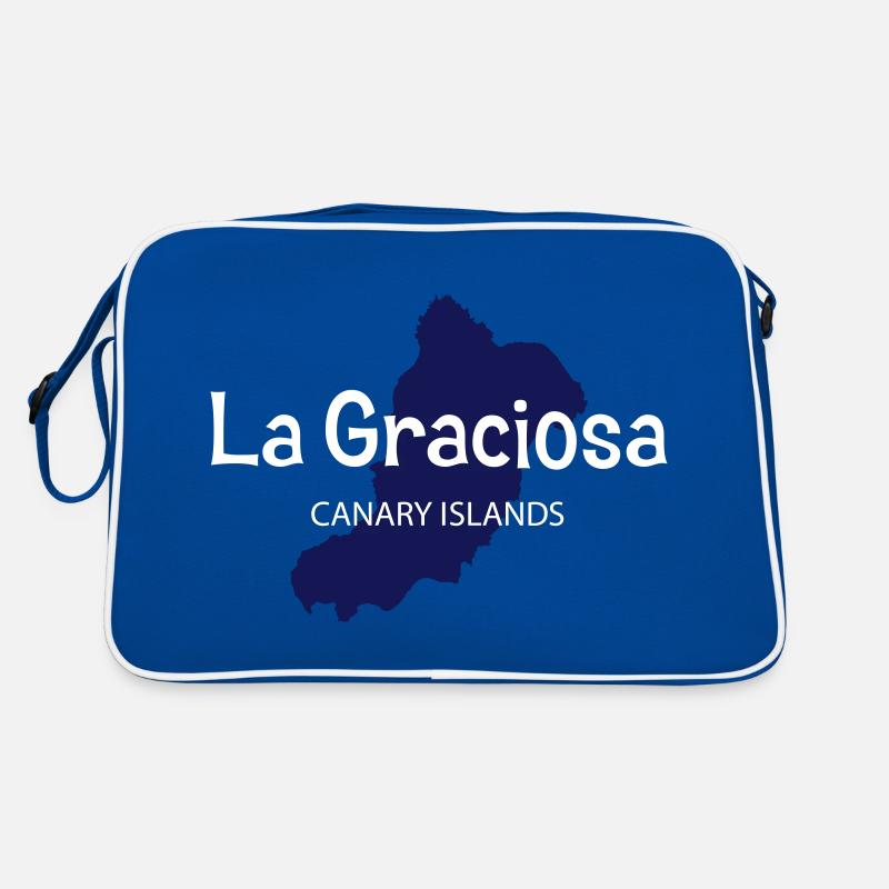 La Graciosa CANARY ISLANDS Kanarische Inseln - Retro Tasche - Blau/Weiß