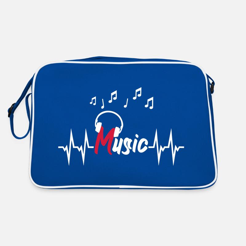 Musik Herzschlag und Kopfhörer Retro Tasche