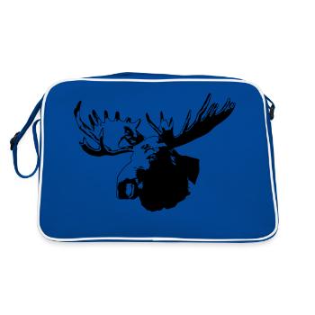 elch - elk - moose - jagd - jäger - Retro Tasche - Blau/Weiß - Hinten