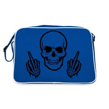 skull middlefinger - Retro Tasche - Blau/Weiß - Hinten