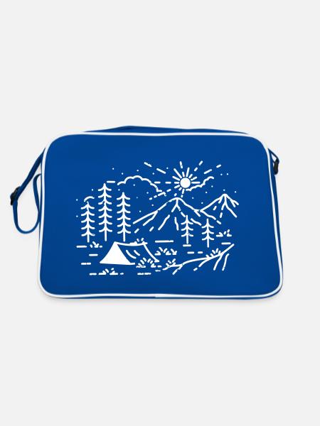 Camping Zelten Natur - Retro Tasche - Blau/Weiß - Hinten