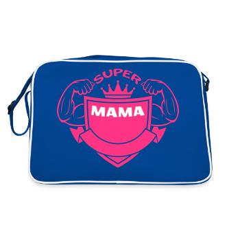 SUPER MAMA - Retro Tasche - Blau/Weiß - Hinten