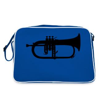 music trumpet brass - Retro Tasche - Blau/Weiß - Hinten