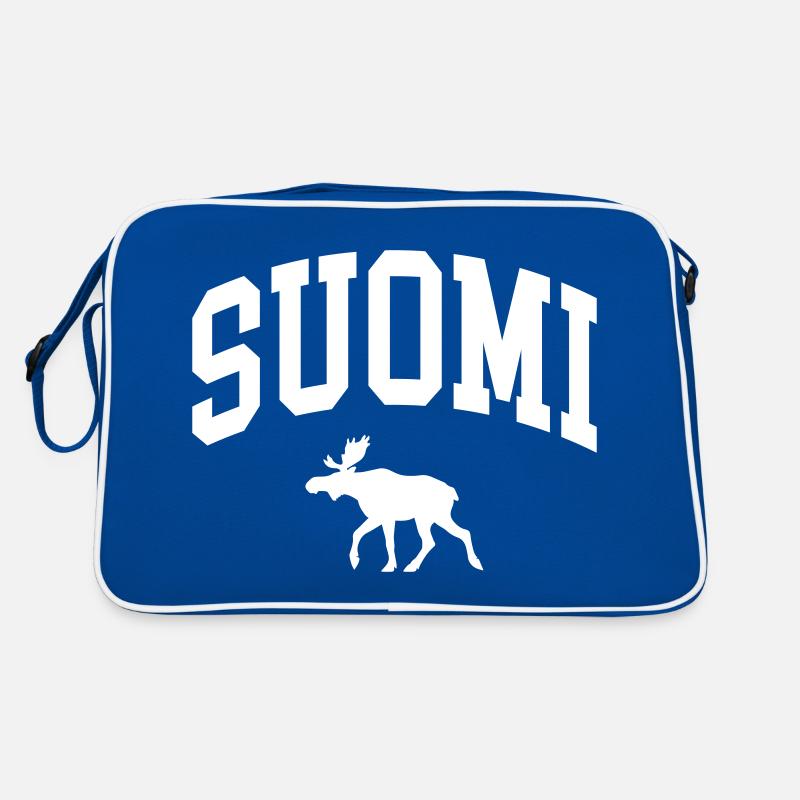 Finnland Elch - Retro Tasche - Blau/Weiß