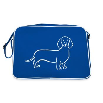 Dackel - Retro Tasche - Blau/Weiß - Hinten