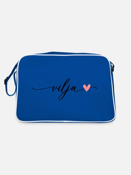 Vilja Name Kalligrafie Schrift - Retro Tasche - Blau/Weiß - Hinten