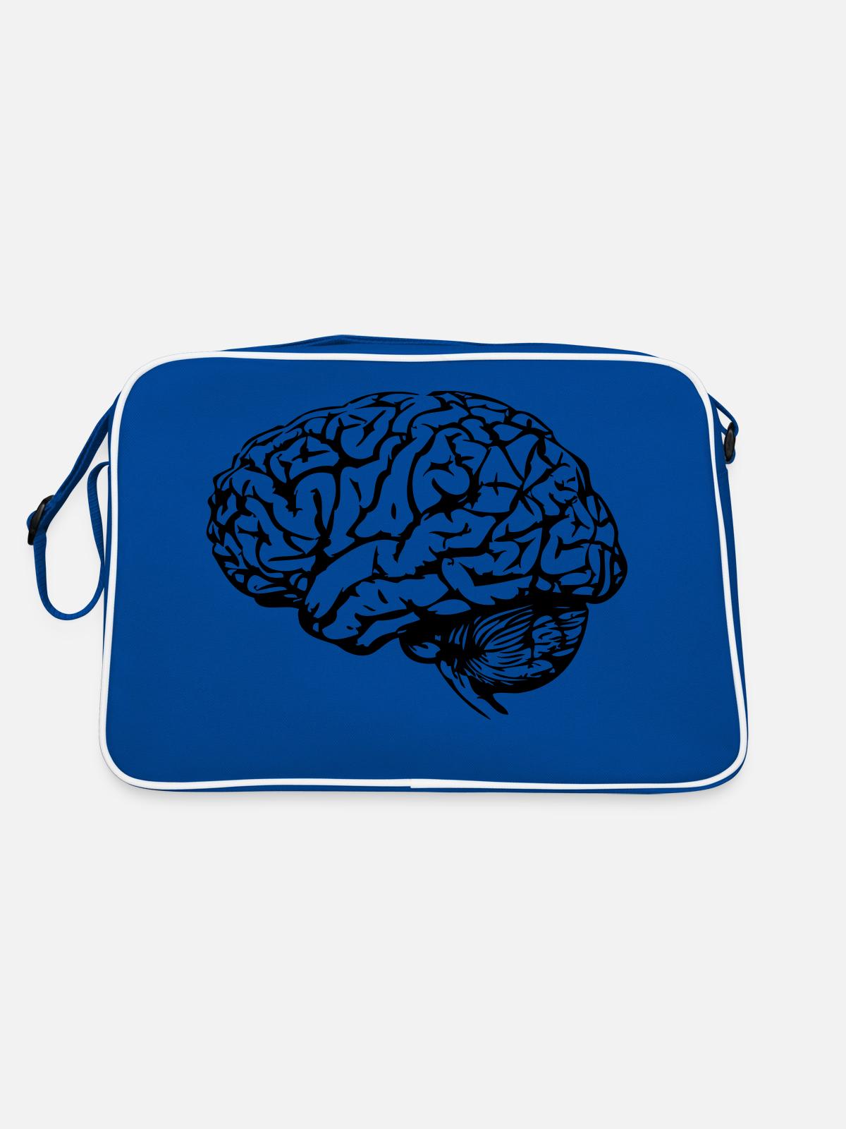 Gehirn - Retro Tasche - Blau/Weiß - Hinten