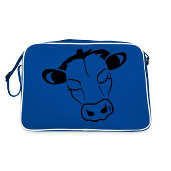 Schlafende Kuh Kuhliebhaber Bauer Geschenkidee - Retro Tasche - Blau/Weiß - Hinten