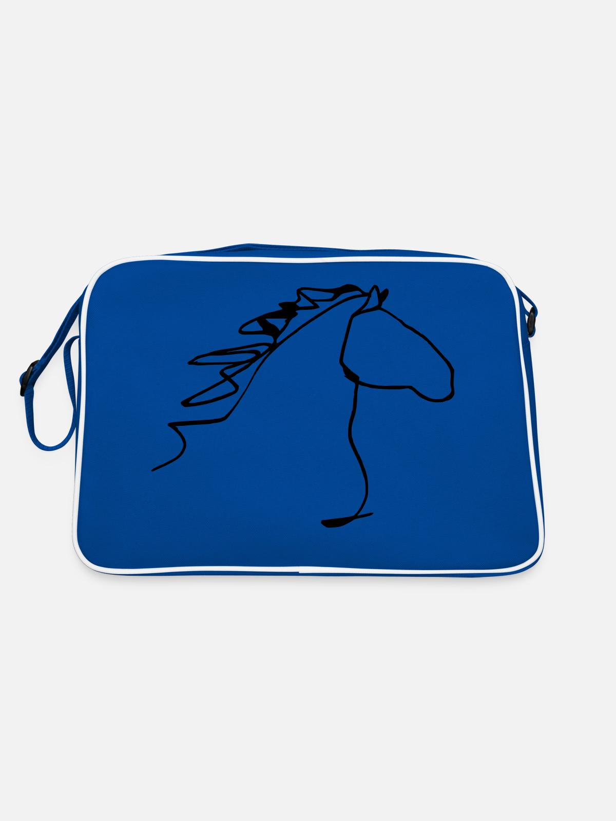 Horse head oneline - Retro Bag - blue/white - Back