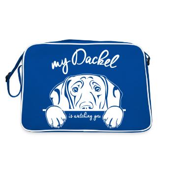 DACKEL regarder - Sac Retro - bleu/blanc - Dos