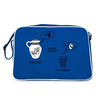 Denkblasen Bembel und Geripptes - Retro Tasche - Blau/Weiß - Hinten