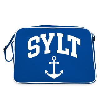 Sylt - Retro Tasche - Blau/Weiß - Hinten