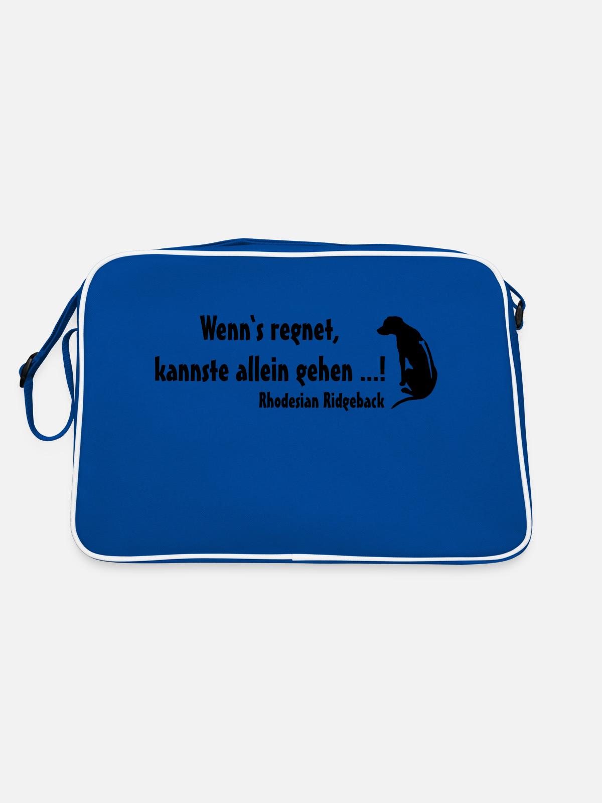 Rhodesian Ridgeback Regen - Retro Tasche - Blau/Weiß - Hinten