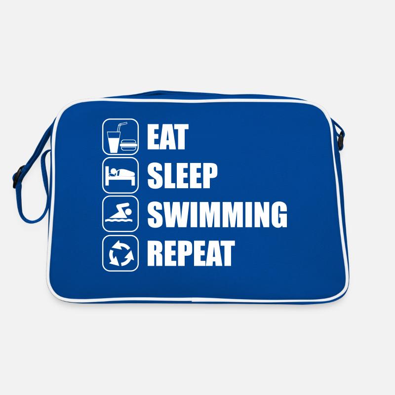 Eat Sleep Swimming Repeat - Retro Tasche - Blau/Weiß