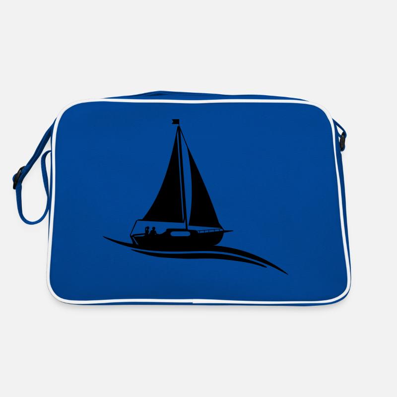 Segelboot Welle - Retro Tasche - Blau/Weiß