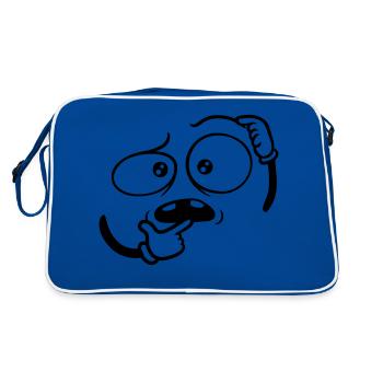 Doubtful Hand Gesture Face - Retro Bag - blue/white - Back