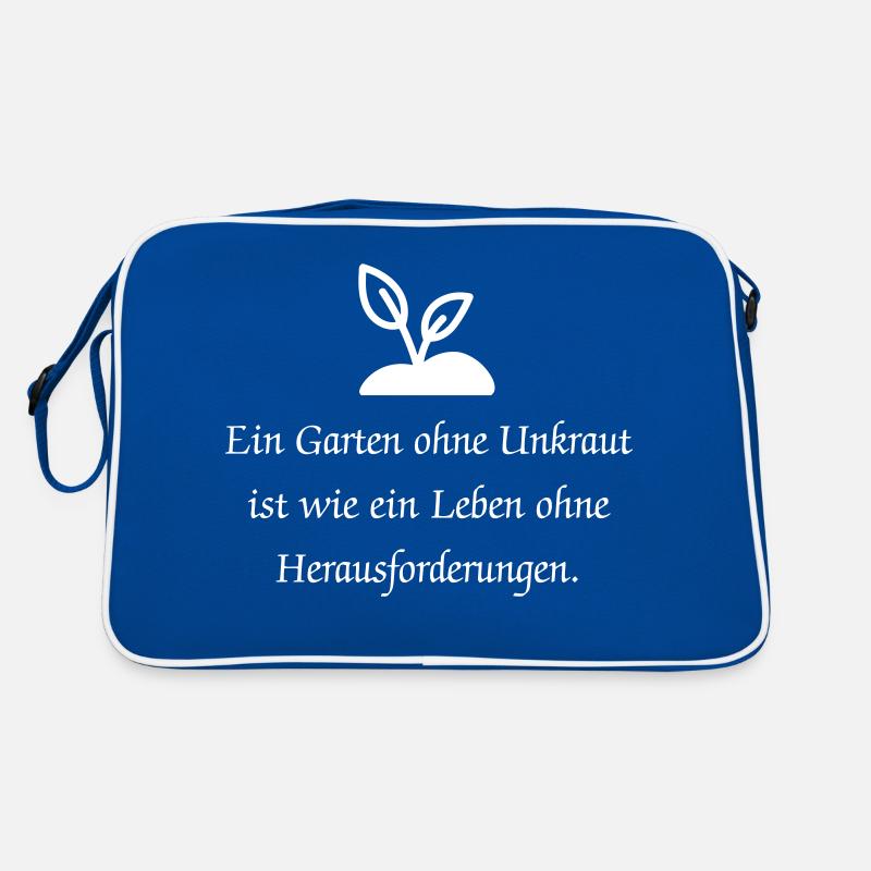 Lusitger Garten Spruch - Retro Tasche - Blau/Weiß
