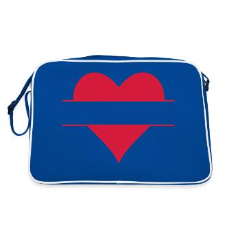 Herz Namensschild - Retro Tasche - Blau/Weiß - Hinten