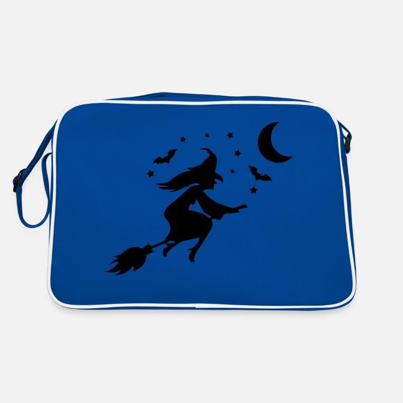 hexe silhouette - Retro Tasche - Blau/Weiß
