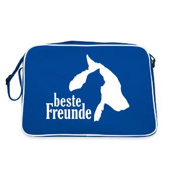 Chien Chat Meilleurs Amis Fidèle Compagnon Compagnon - Sac Retro - bleu/blanc - Dos