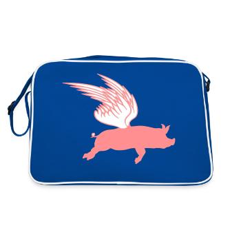 When Flying Wings Flying Pigs Can Fly - Retro Bag - blue/white - Back