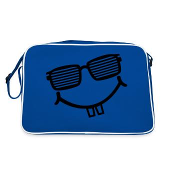 cool smiley with shutter shades - Retro Bag - blue/white - Back