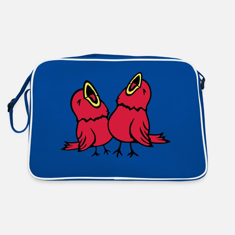 2 Wellensittiche Singvogel Spatz zwitschern Team Retro Tasche