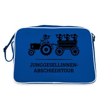 Junggesellinnen-Abschiedstour Mit Trecker (JGA V2) - Retro Tasche - Blau/Weiß - Hinten