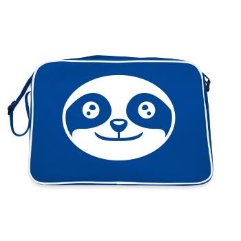 Kopf rundes Faultier Gesicht - Retro Tasche - Blau/Weiß - Hinten