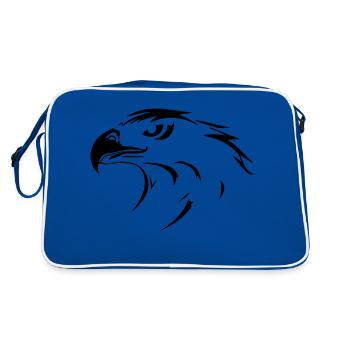 Eagle head in profile on one side - Retro Bag - blue/white - Back