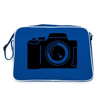 Kamera (Fotoapparat) - Retro Tasche - Blau/Weiß - Hinten