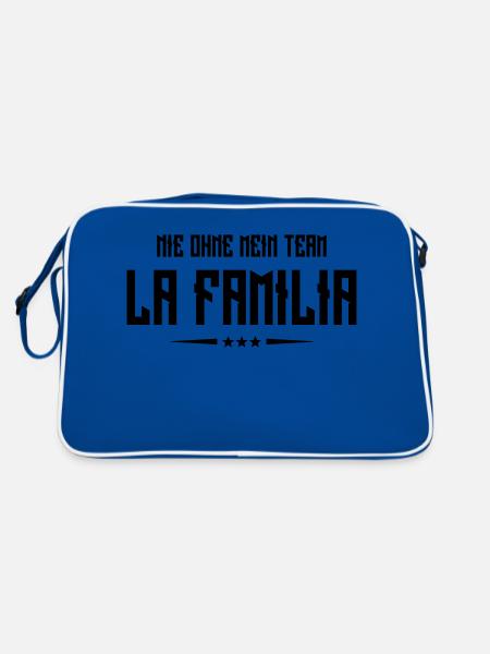 la familia nie ohne mein team - Retro Tasche - Blau/Weiß - Hinten
